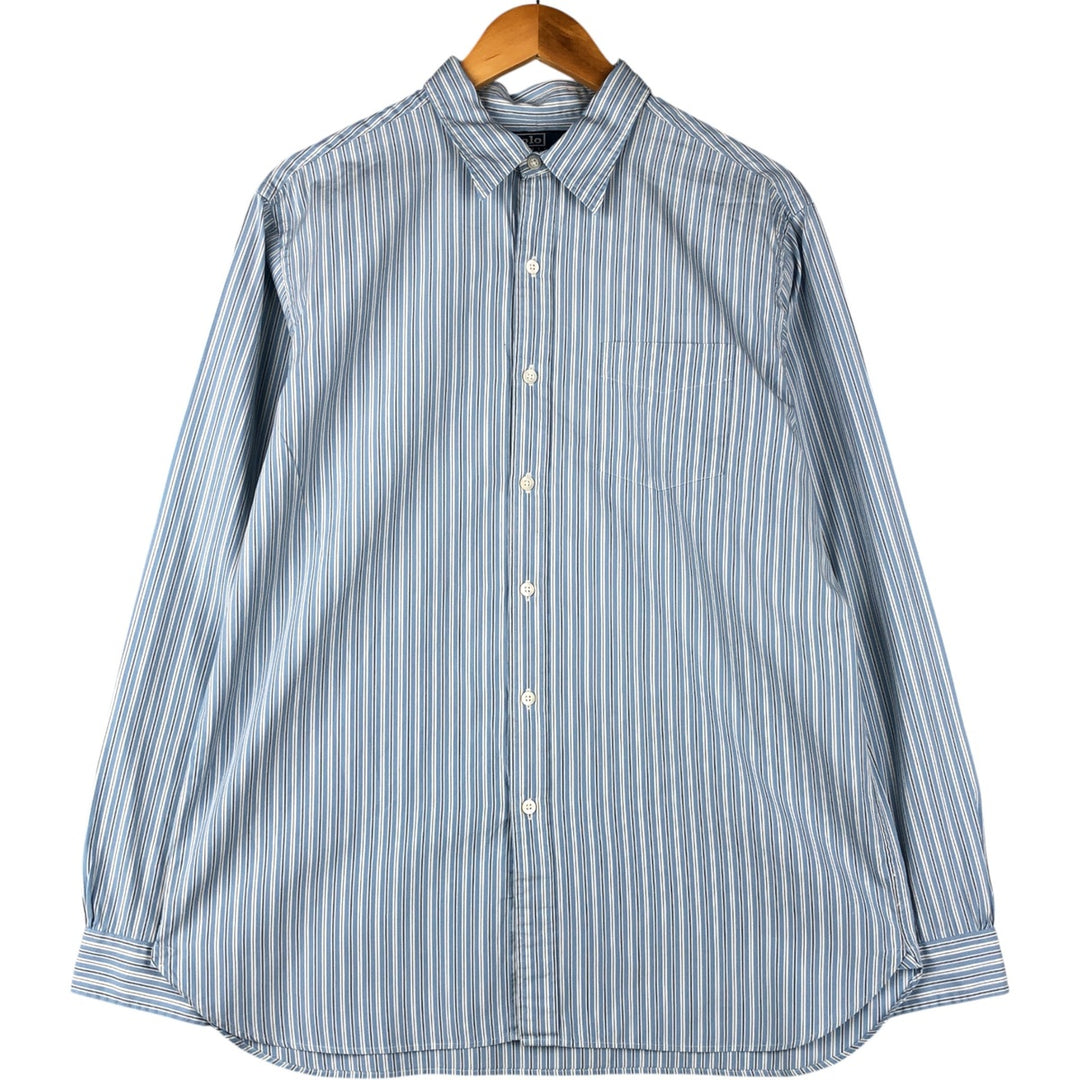 Ralph Lauren POLO by Ralph Lauren Multi-Stripe Long Sleeve Cotton Striped Shirt, Men's Size L cotton Blue type light blue Vintage Second Hand