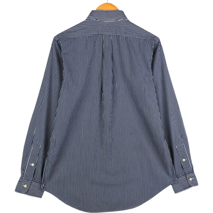 Ralph Lauren CUSTOM FIT long sleeve button down striped shirt men's size M cotton navy blue type Vintage Second Hand