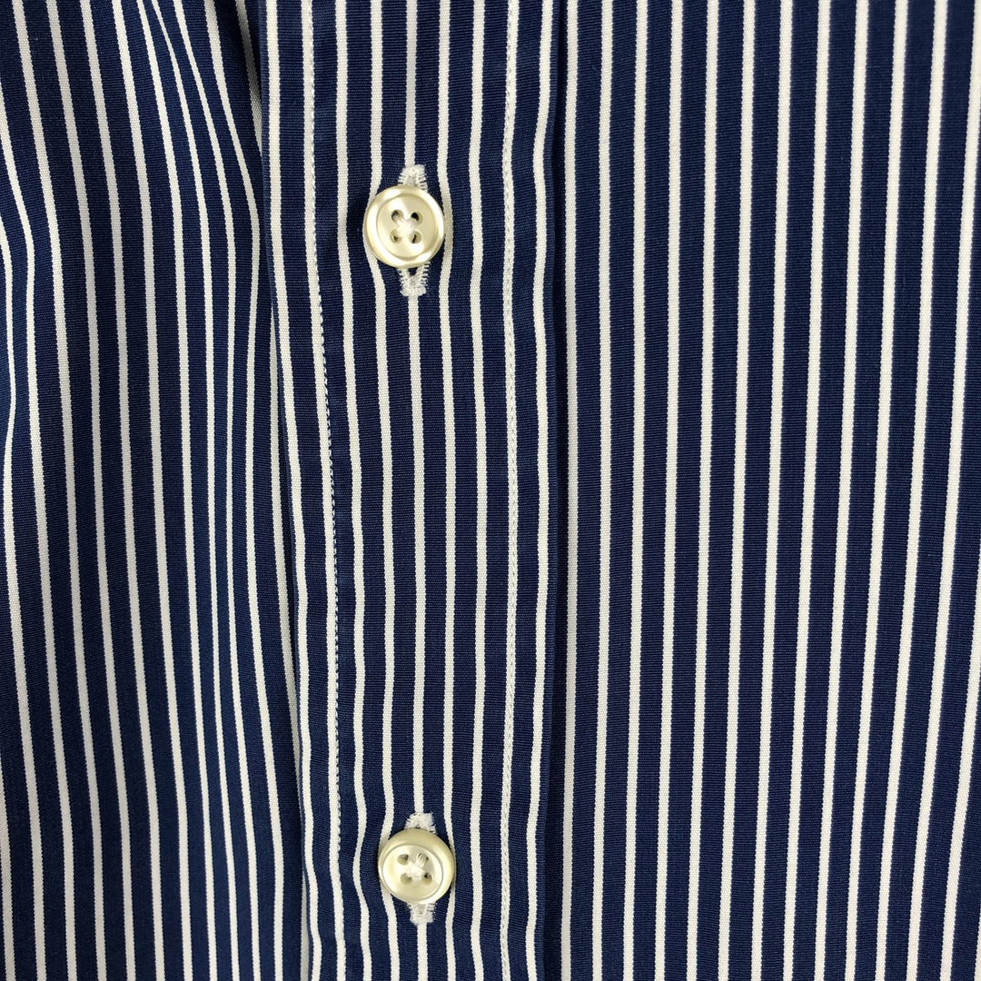 Ralph Lauren CUSTOM FIT long sleeve button down striped shirt men's size M cotton navy blue type Vintage Second Hand