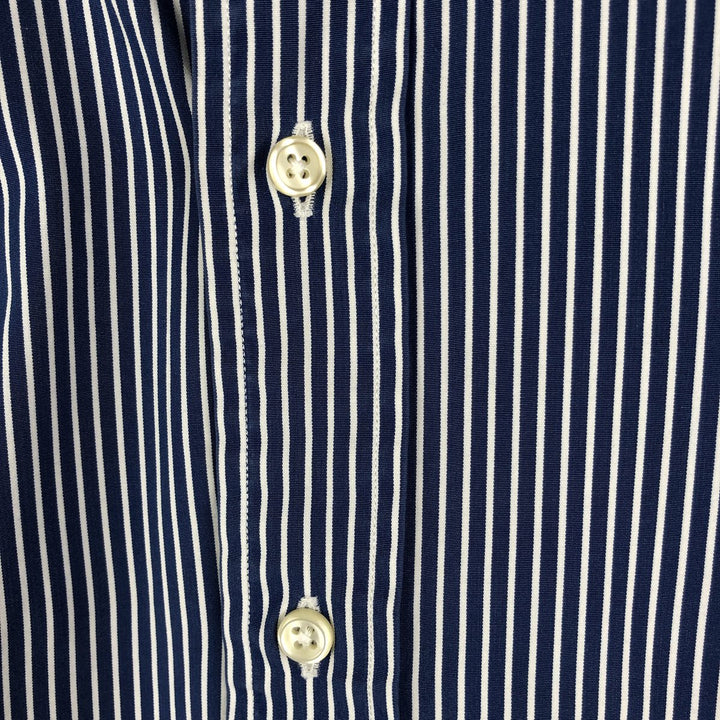 Ralph Lauren CUSTOM FIT long sleeve button down striped shirt men's size M cotton navy blue type Vintage Second Hand
