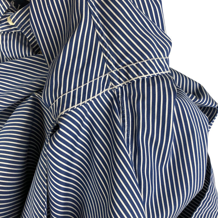 Ralph Lauren CUSTOM FIT long sleeve button down striped shirt men's size M cotton navy blue type Vintage Second Hand