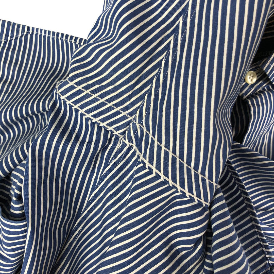 Ralph Lauren CUSTOM FIT long sleeve button down striped shirt men's size M cotton navy blue type Vintage Second Hand