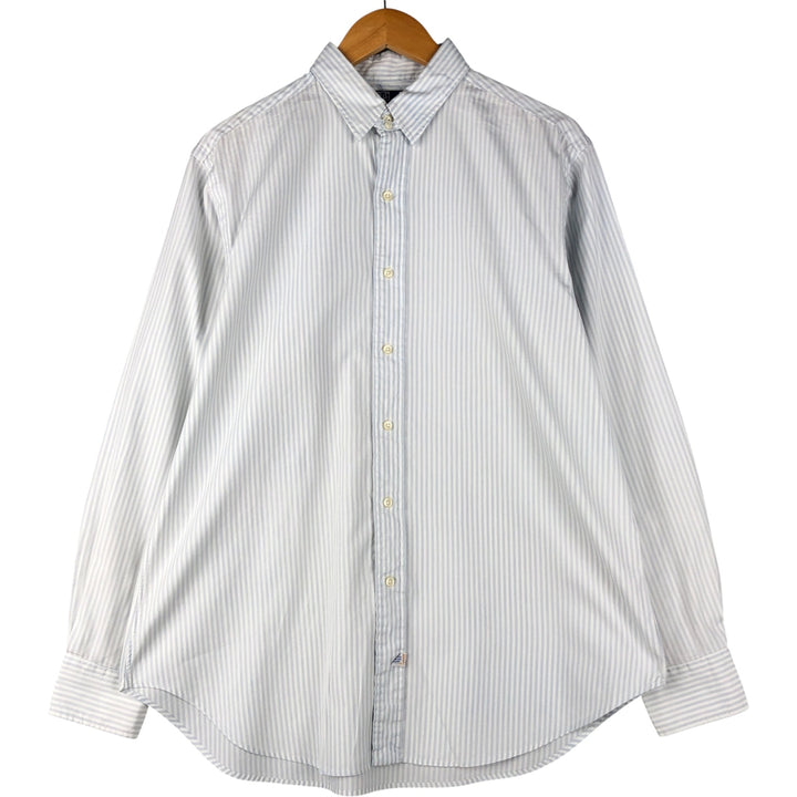 Ralph Lauren POLO by Ralph Lauren tab collar long sleeve cotton striped shirt, men's size L cotton white type Vintage Second Hand