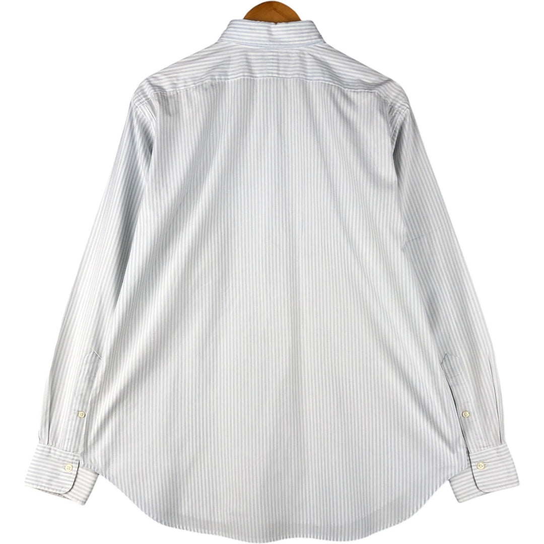 Ralph Lauren POLO by Ralph Lauren tab collar long sleeve cotton striped shirt, men's size L cotton white type Vintage Second Hand