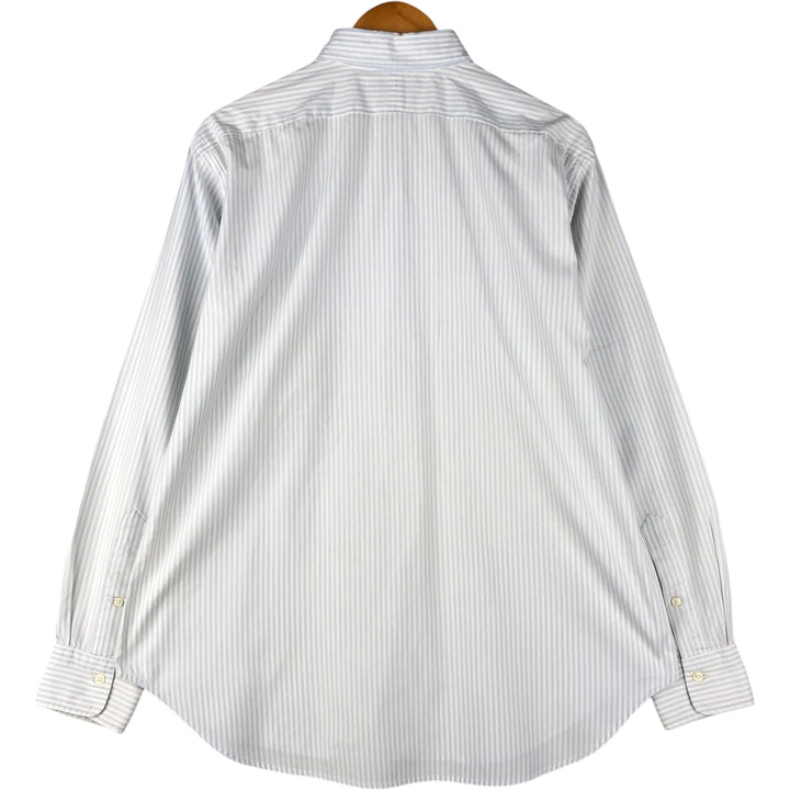 Ralph Lauren POLO by Ralph Lauren tab collar long sleeve cotton striped shirt, men's size L cotton white type Vintage Second Hand