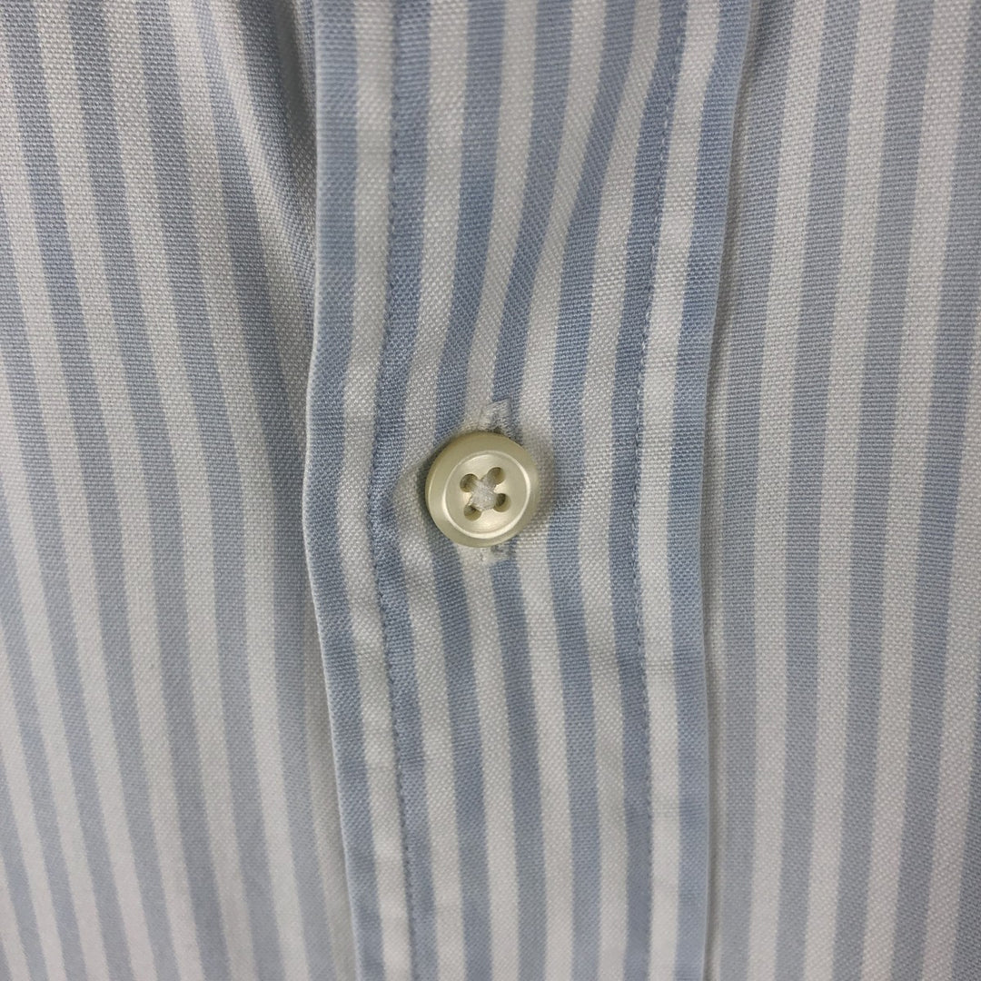 Ralph Lauren POLO by Ralph Lauren tab collar long sleeve cotton striped shirt, men's size L cotton white type Vintage Second Hand