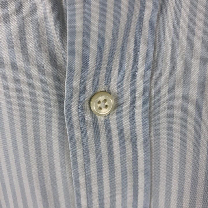 Ralph Lauren POLO by Ralph Lauren tab collar long sleeve cotton striped shirt, men's size L cotton white type Vintage Second Hand