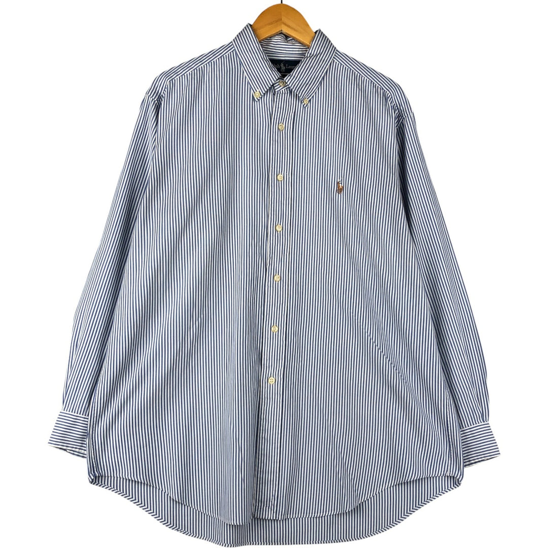 Ralph Lauren YARMOUTH Long Sleeve Button-Down Striped Shirt, Men's Size L cotton Blue type light blue Vintage Second Hand