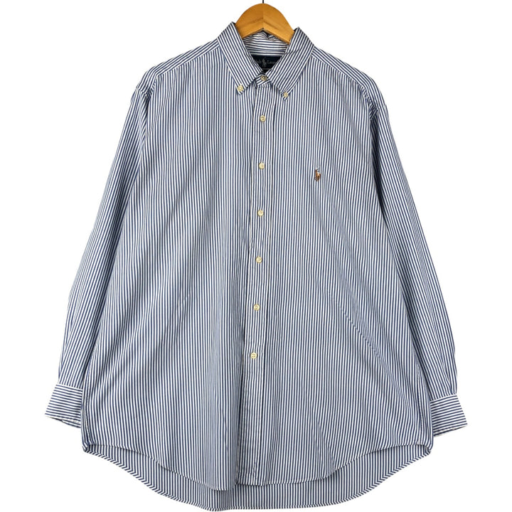 Ralph Lauren YARMOUTH Long Sleeve Button-Down Striped Shirt, Men's Size L cotton Blue type light blue Vintage Second Hand
