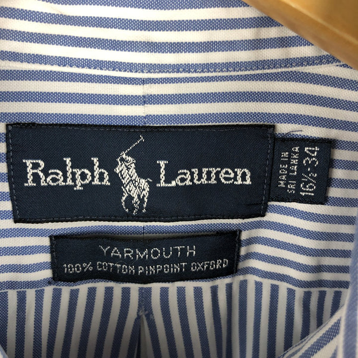 Ralph Lauren YARMOUTH Long Sleeve Button-Down Striped Shirt, Men's Size L cotton Blue type light blue Vintage Second Hand