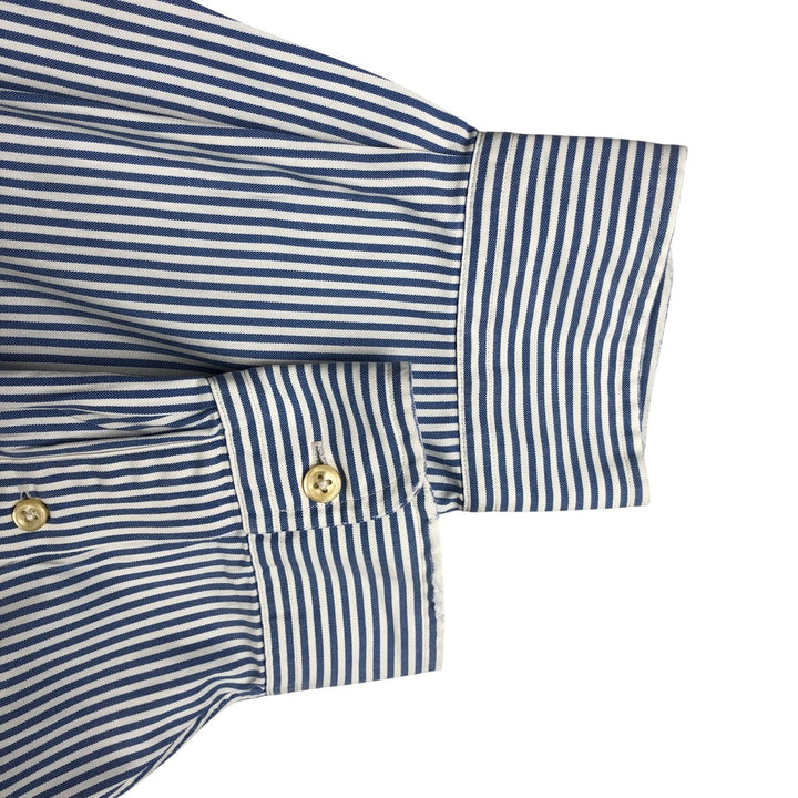 Ralph Lauren YARMOUTH Long Sleeve Button-Down Striped Shirt, Men's Size L cotton Blue type light blue Vintage Second Hand