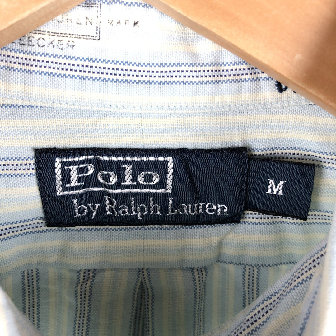 Ralph Lauren POLO by Ralph Lauren Multi-Stripe Long Sleeve Button-Down Striped Shirt, Men's Size Medium cotton Blue type light blue Vintage Second Hand