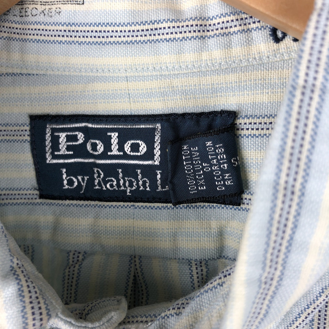 Ralph Lauren POLO by Ralph Lauren Multi-Stripe Long Sleeve Button-Down Striped Shirt, Men's Size Medium cotton Blue type light blue Vintage Second Hand