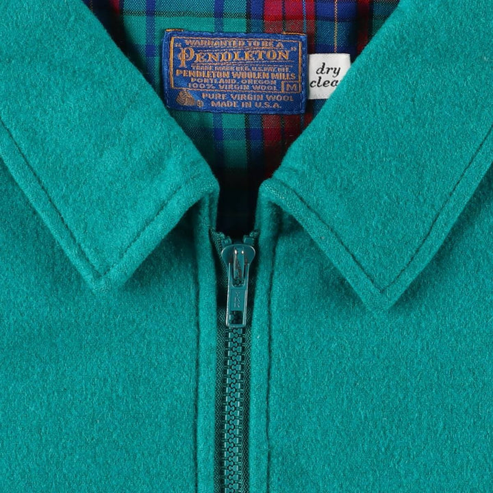 Vintage 1970'S Pendleton wool jacket, made in the USA, size M, men's wool Emerald green Vintage Second Hand