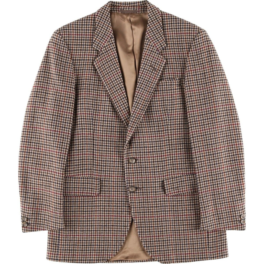 Burberry's Check Pattern Houndstooth Pattern Wool Tailored Jacket, Made in England, Men's Size Medium wool Beige type Vintage Second Hand