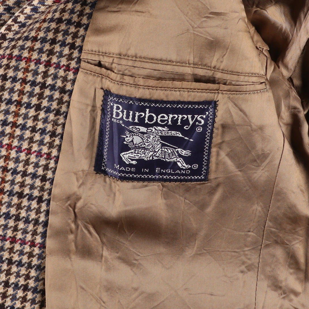 Burberry's Check Pattern Houndstooth Pattern Wool Tailored Jacket, Made in England, Men's Size Medium wool Beige type Vintage Second Hand