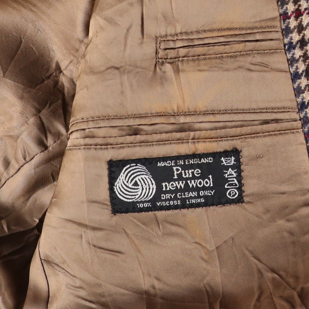 Burberry's Check Pattern Houndstooth Pattern Wool Tailored Jacket, Made in England, Men's Size Medium wool Beige type Vintage Second Hand