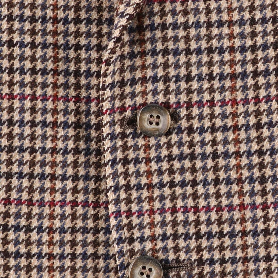 Burberry's Check Pattern Houndstooth Pattern Wool Tailored Jacket, Made in England, Men's Size Medium wool Beige type Vintage Second Hand