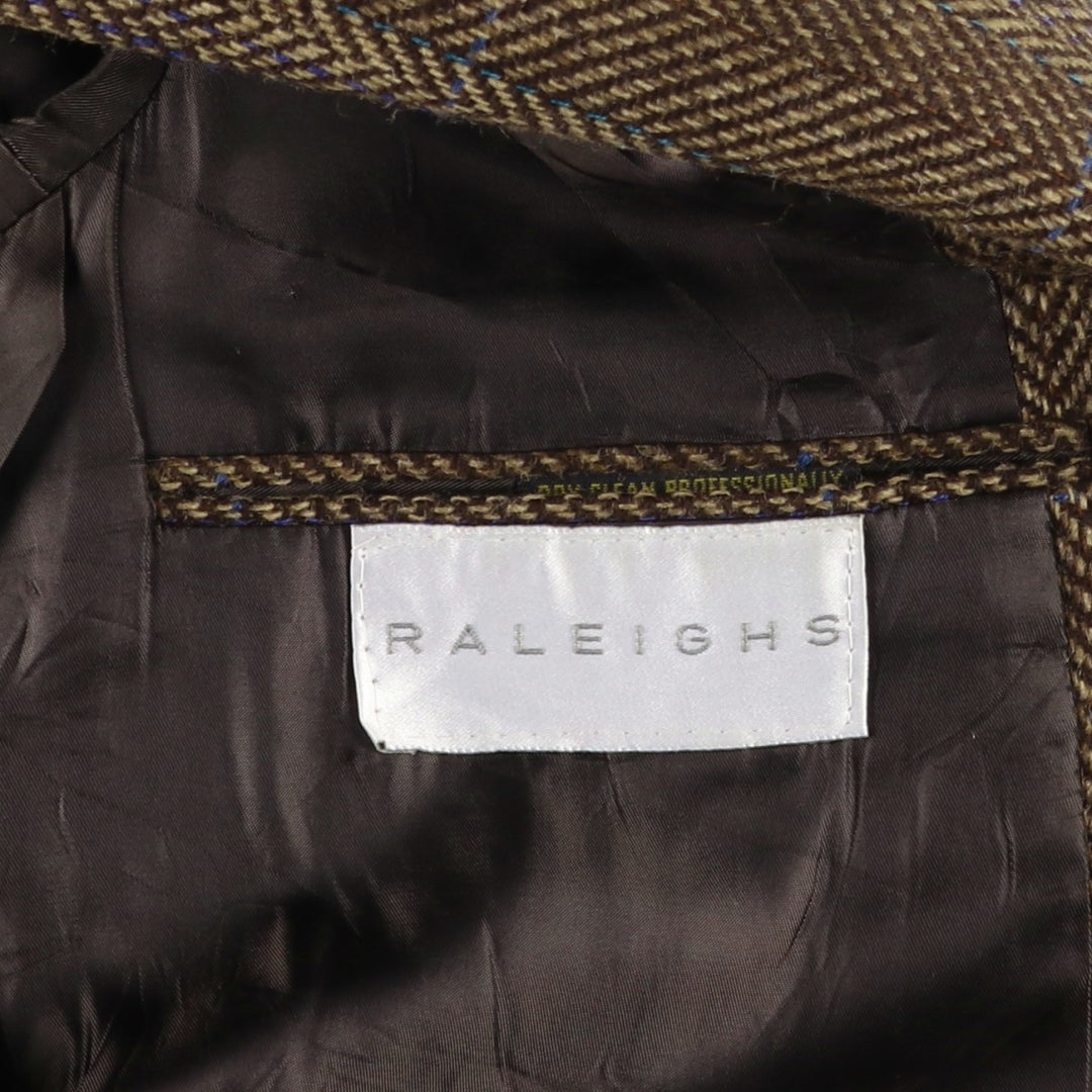 Burberry's Check Pattern Herringbone Wool Tailored Jacket, Made in USA, Men's Size Medium wool brown type Vintage Second Hand