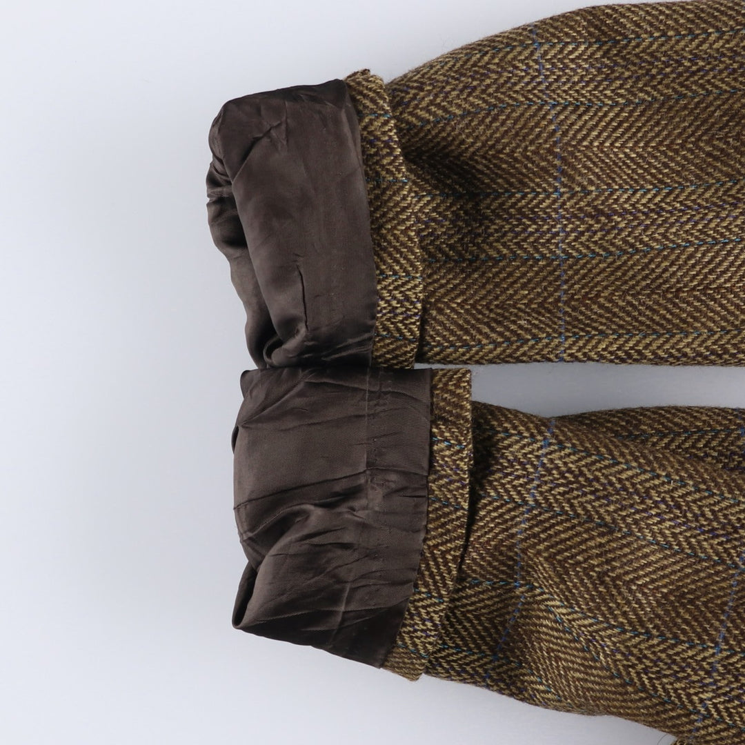 Burberry's Check Pattern Herringbone Wool Tailored Jacket, Made in USA, Men's Size Medium wool brown type Vintage Second Hand