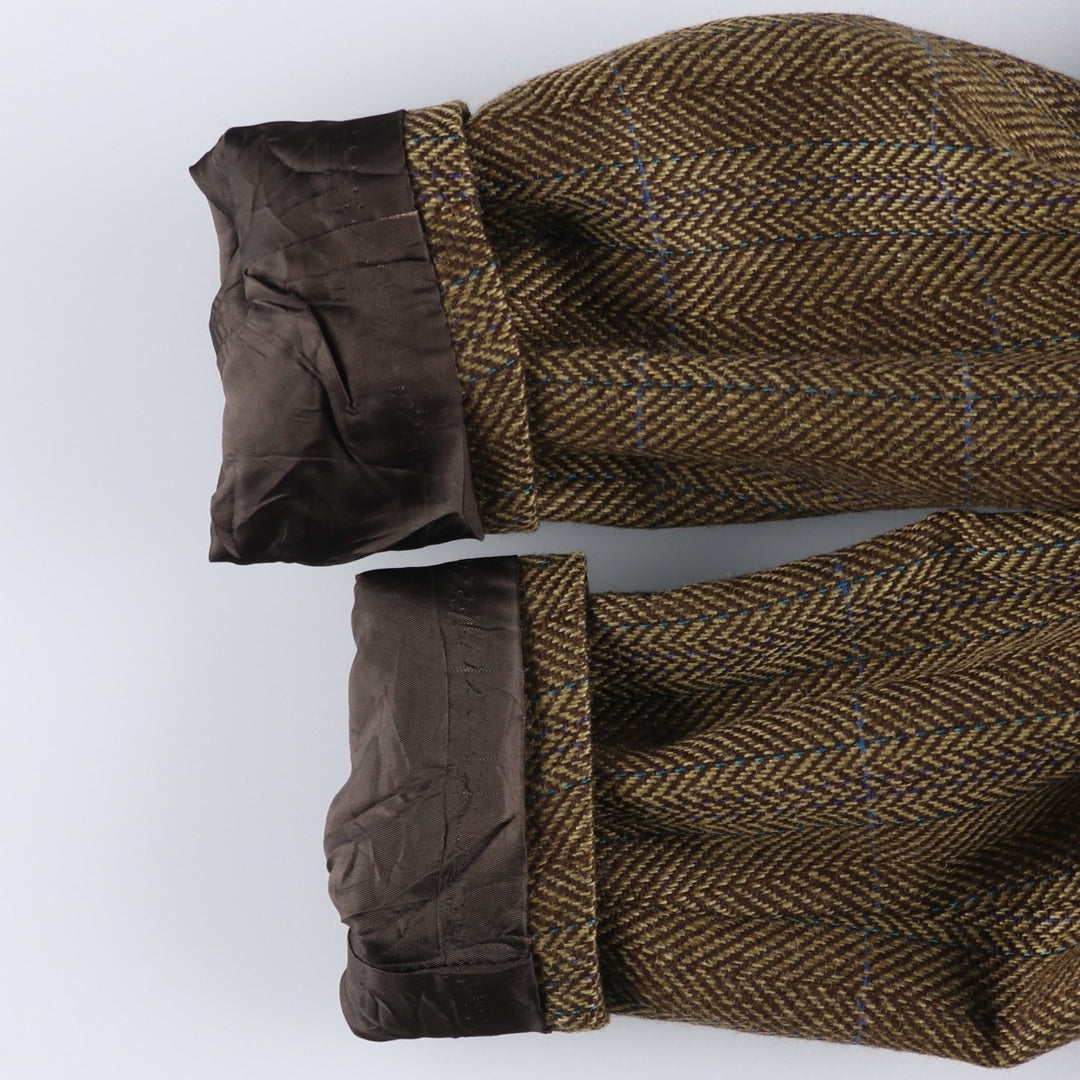 Burberry's Check Pattern Herringbone Wool Tailored Jacket, Made in USA, Men's Size Medium wool brown type Vintage Second Hand