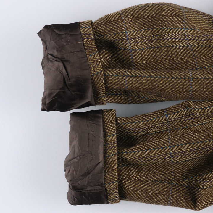 Burberry's Check Pattern Herringbone Wool Tailored Jacket, Made in USA, Men's Size Medium wool brown type Vintage Second Hand
