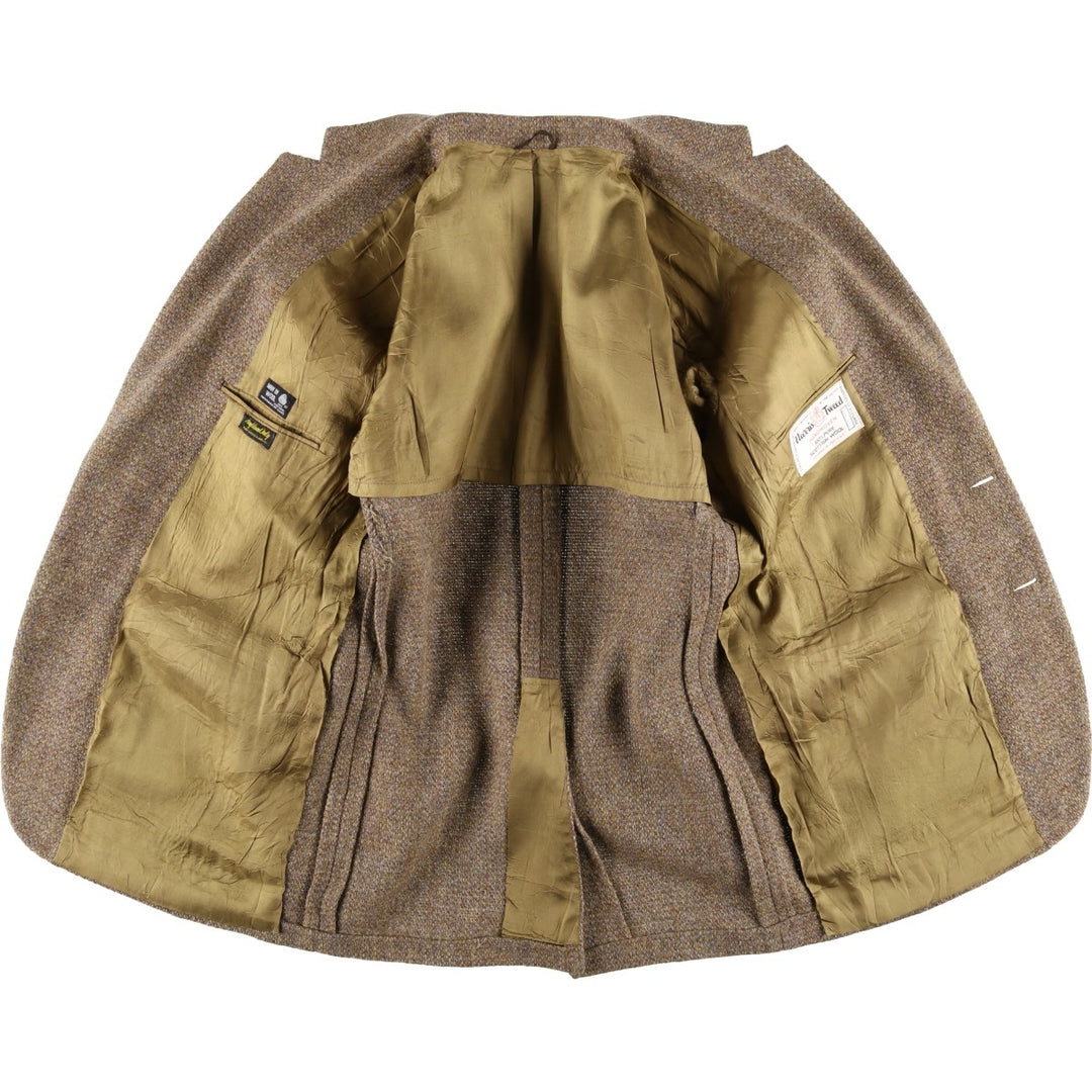 Vintage 1980'S Harris Tweed wool tailored jacket, size M, men's wool beige type brown Vintage Second Hand