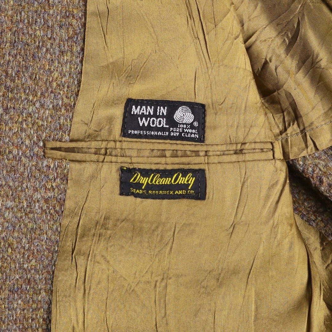 Vintage 1980'S Harris Tweed wool tailored jacket, size M, men's wool beige type brown Vintage Second Hand