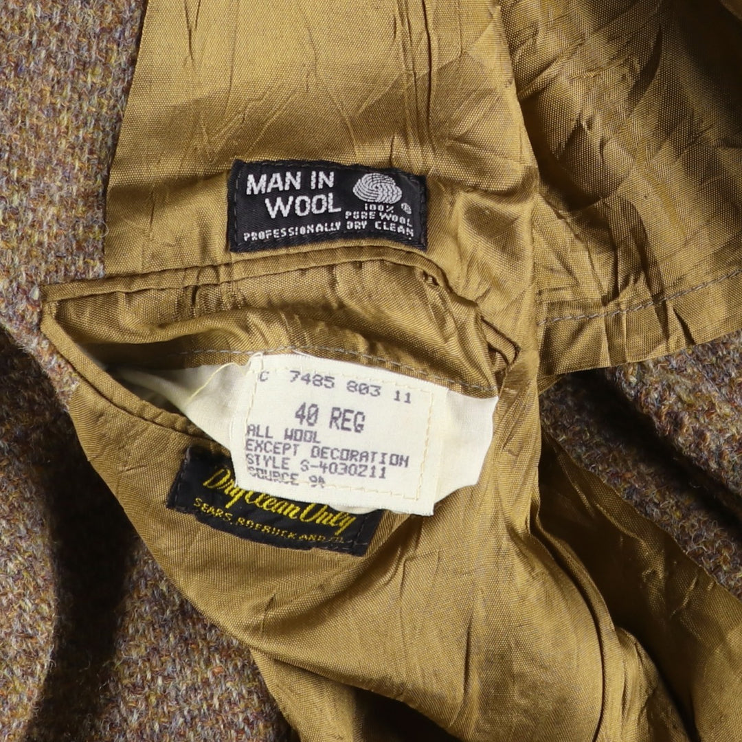 Vintage 1980'S Harris Tweed wool tailored jacket, size M, men's wool beige type brown Vintage Second Hand