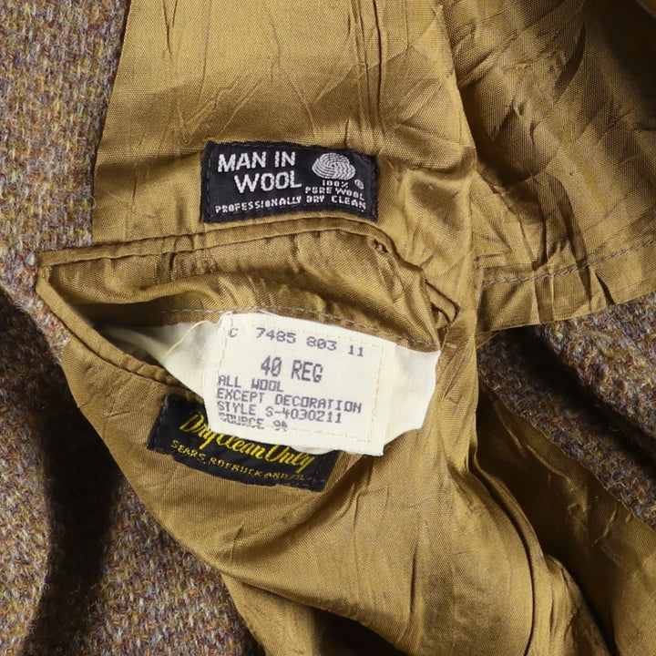 Vintage 1980'S Harris Tweed wool tailored jacket, size M, men's wool beige type brown Vintage Second Hand