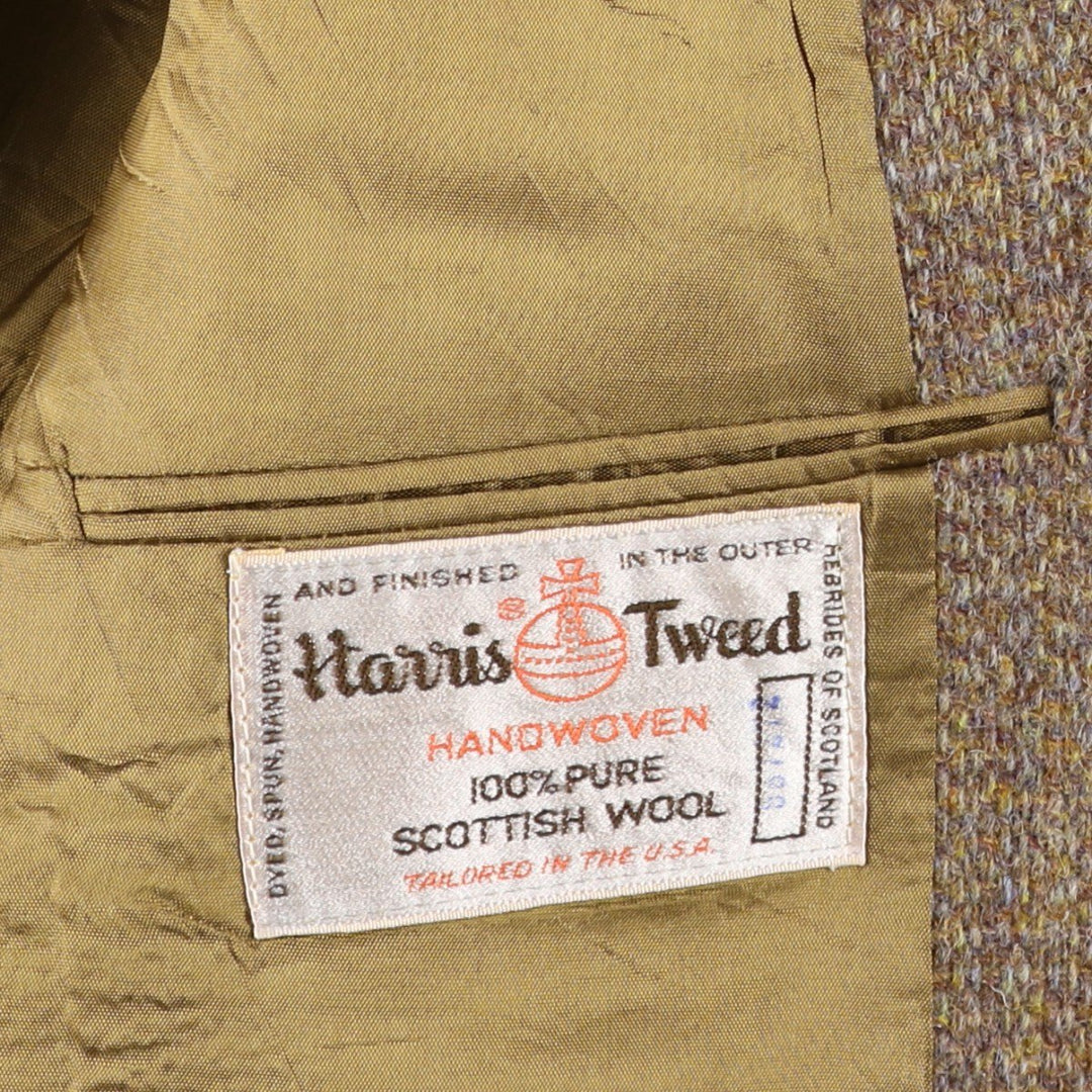 Vintage 1980'S Harris Tweed wool tailored jacket, size M, men's wool beige type brown Vintage Second Hand