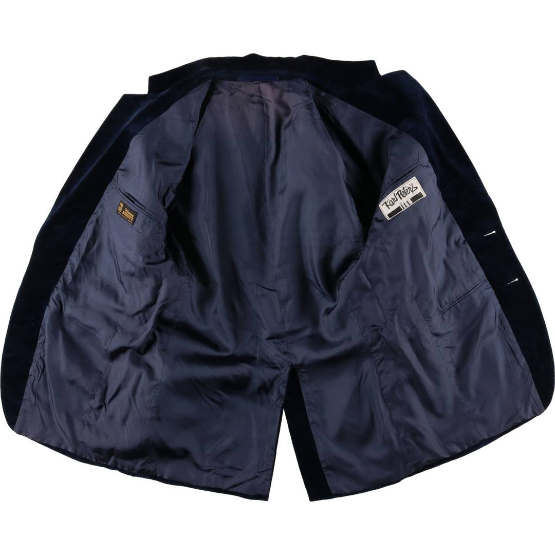 Vintage KDR Karl Peter's velour and cotton tailored jacket, size M, men's cotton navy blue type Vintage Second Hand