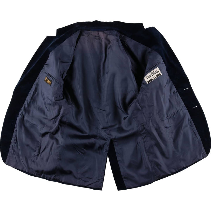 Vintage KDR Karl Peter's velour and cotton tailored jacket, size M, men's cotton navy blue type Vintage Second Hand