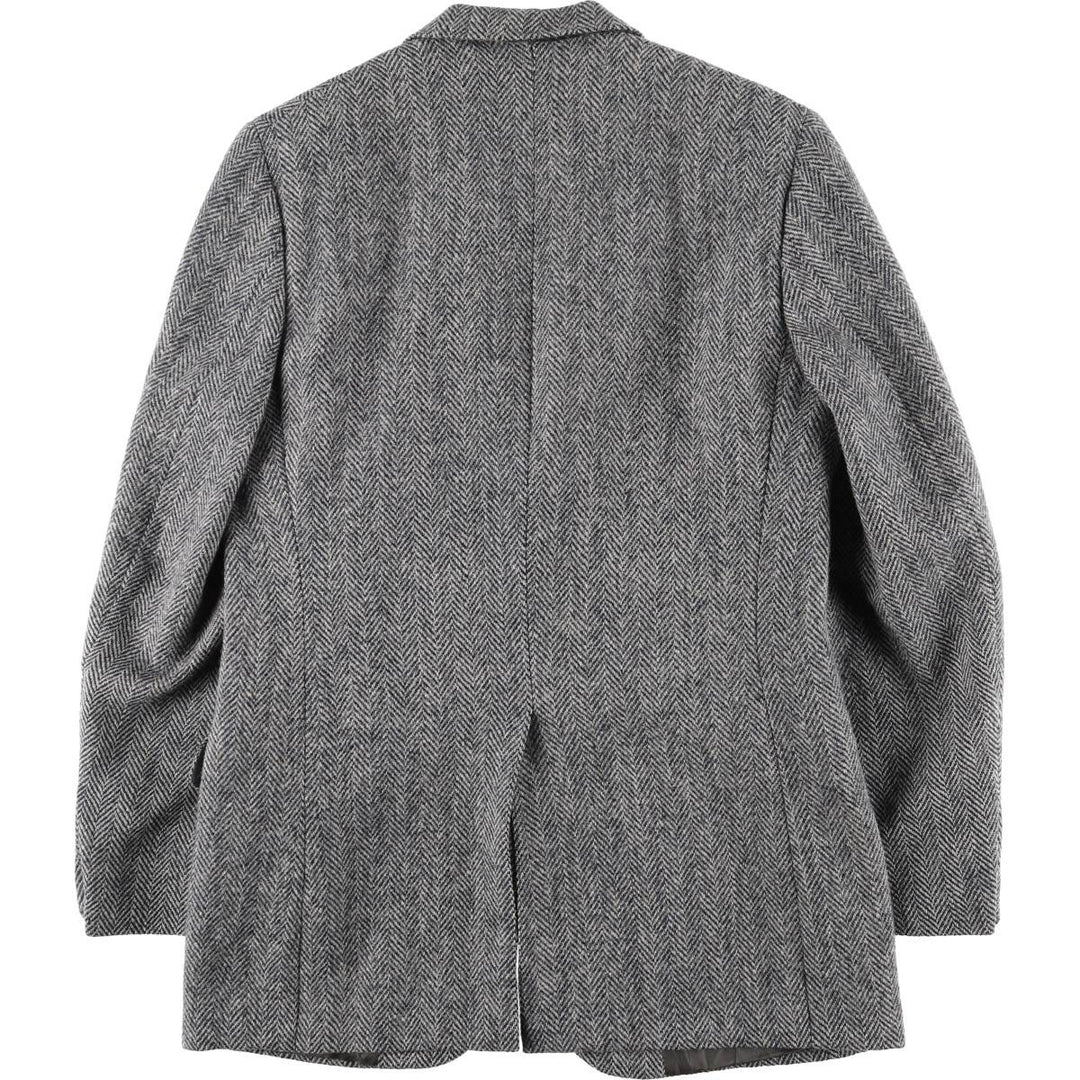 80s-90'S Redwood and Ross Harris Tweed Herringbone Wool Tailored Jacket, Made in USA, Men's Size Medium wool gray type Vintage Second Hand