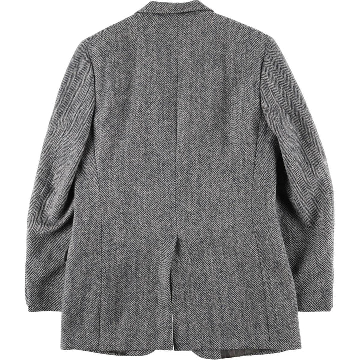 80s-90'S Redwood and Ross Harris Tweed Herringbone Wool Tailored Jacket, Made in USA, Men's Size Medium wool gray type Vintage Second Hand