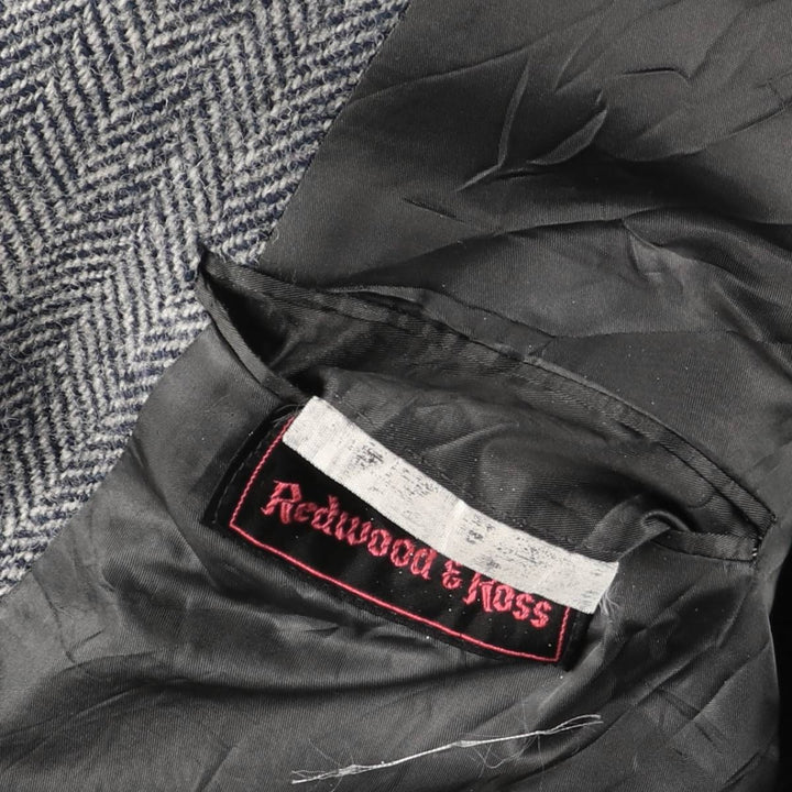 80s-90'S Redwood and Ross Harris Tweed Herringbone Wool Tailored Jacket, Made in USA, Men's Size Medium wool gray type Vintage Second Hand