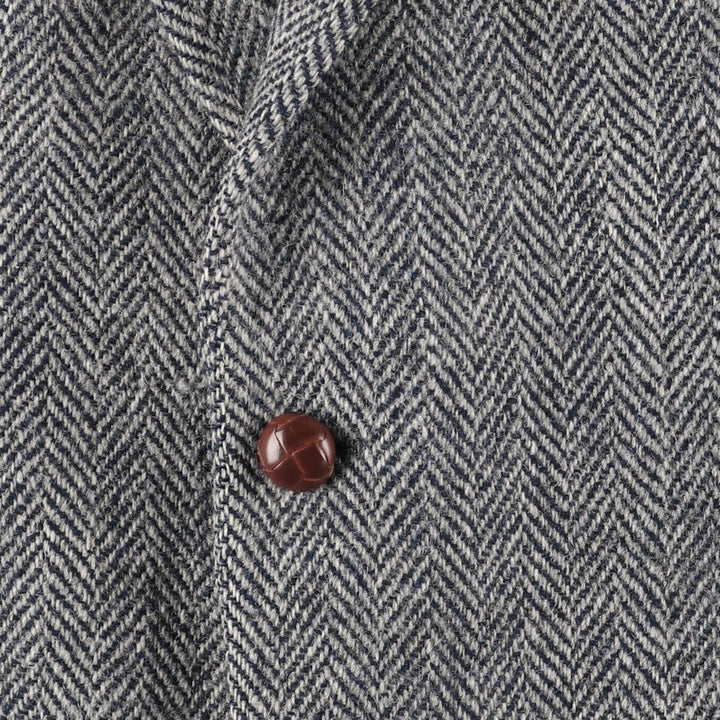 80s-90'S Redwood and Ross Harris Tweed Herringbone Wool Tailored Jacket, Made in USA, Men's Size Medium wool gray type Vintage Second Hand