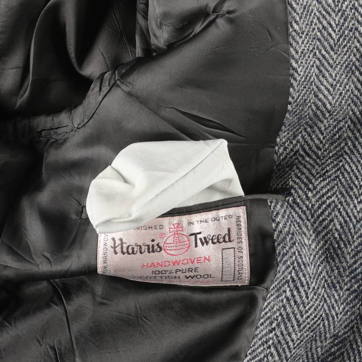 80s-90'S Redwood and Ross Harris Tweed Herringbone Wool Tailored Jacket, Made in USA, Men's Size Medium wool gray type Vintage Second Hand