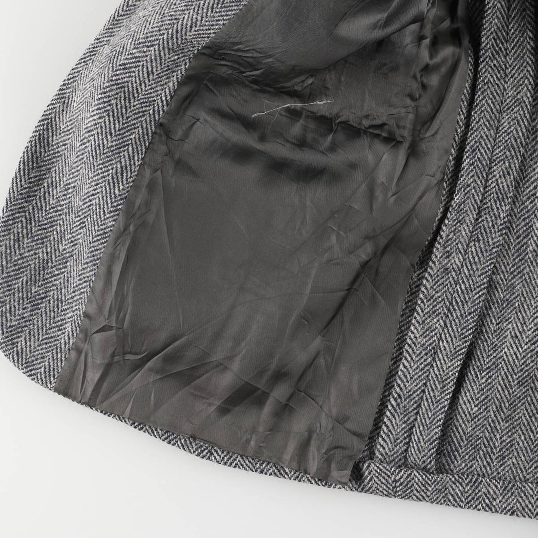 80s-90'S Redwood and Ross Harris Tweed Herringbone Wool Tailored Jacket, Made in USA, Men's Size Medium wool gray type Vintage Second Hand