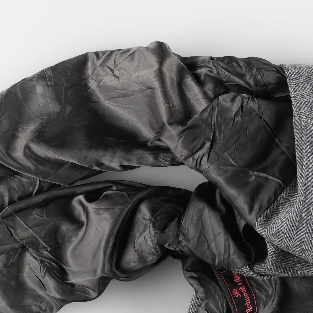 80s-90'S Redwood and Ross Harris Tweed Herringbone Wool Tailored Jacket, Made in USA, Men's Size Medium wool gray type Vintage Second Hand