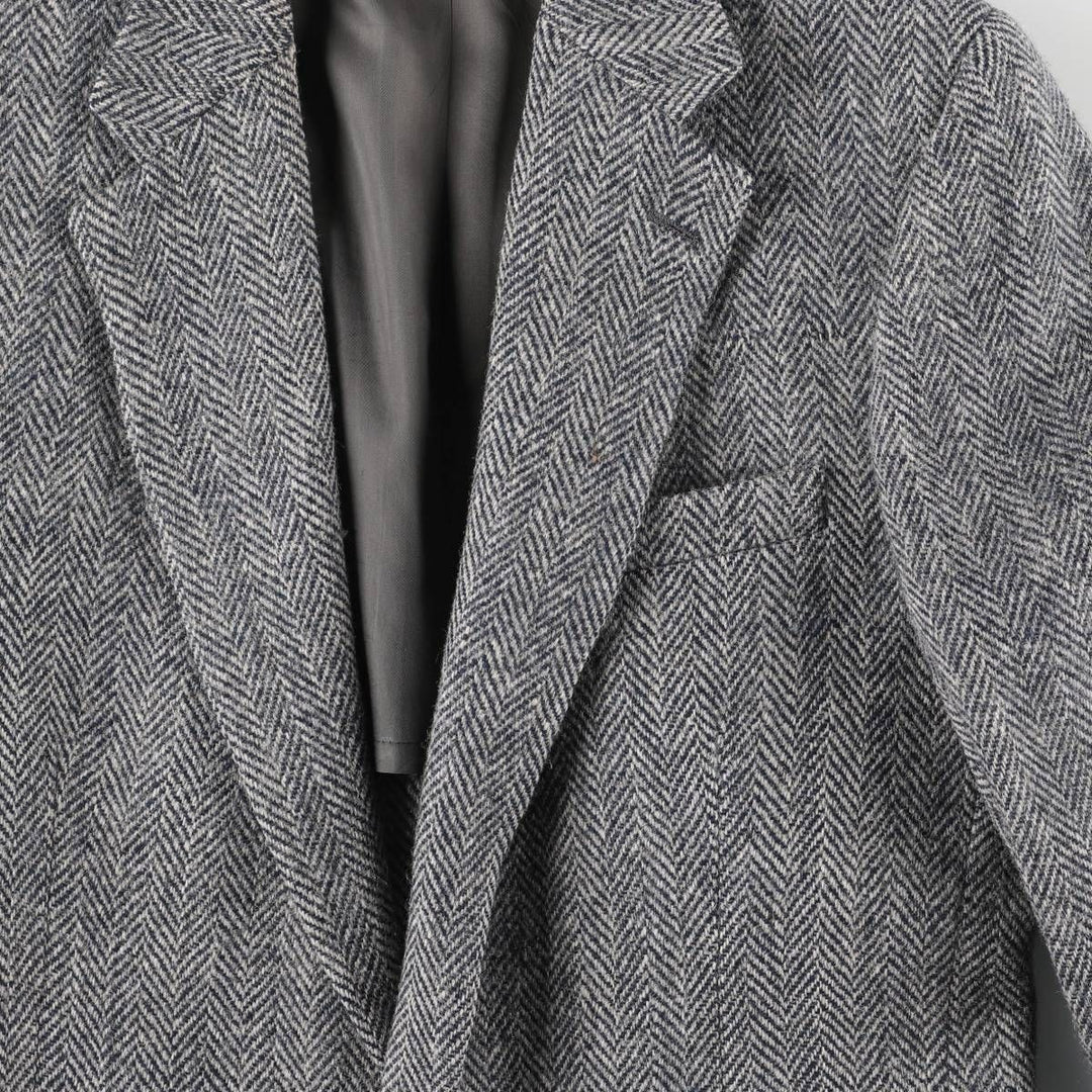 80s-90'S Redwood and Ross Harris Tweed Herringbone Wool Tailored Jacket, Made in USA, Men's Size Medium wool gray type Vintage Second Hand