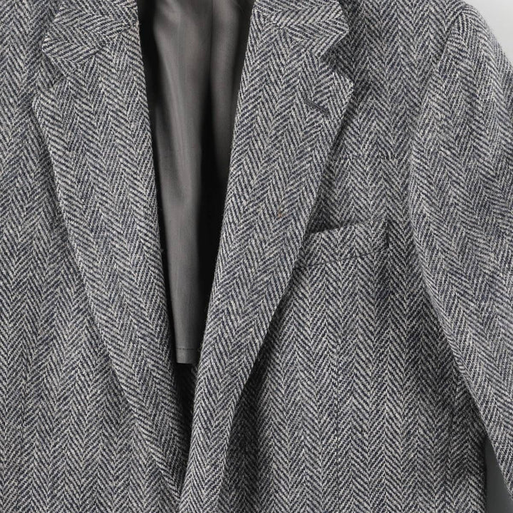 80s-90'S Redwood and Ross Harris Tweed Herringbone Wool Tailored Jacket, Made in USA, Men's Size Medium wool gray type Vintage Second Hand