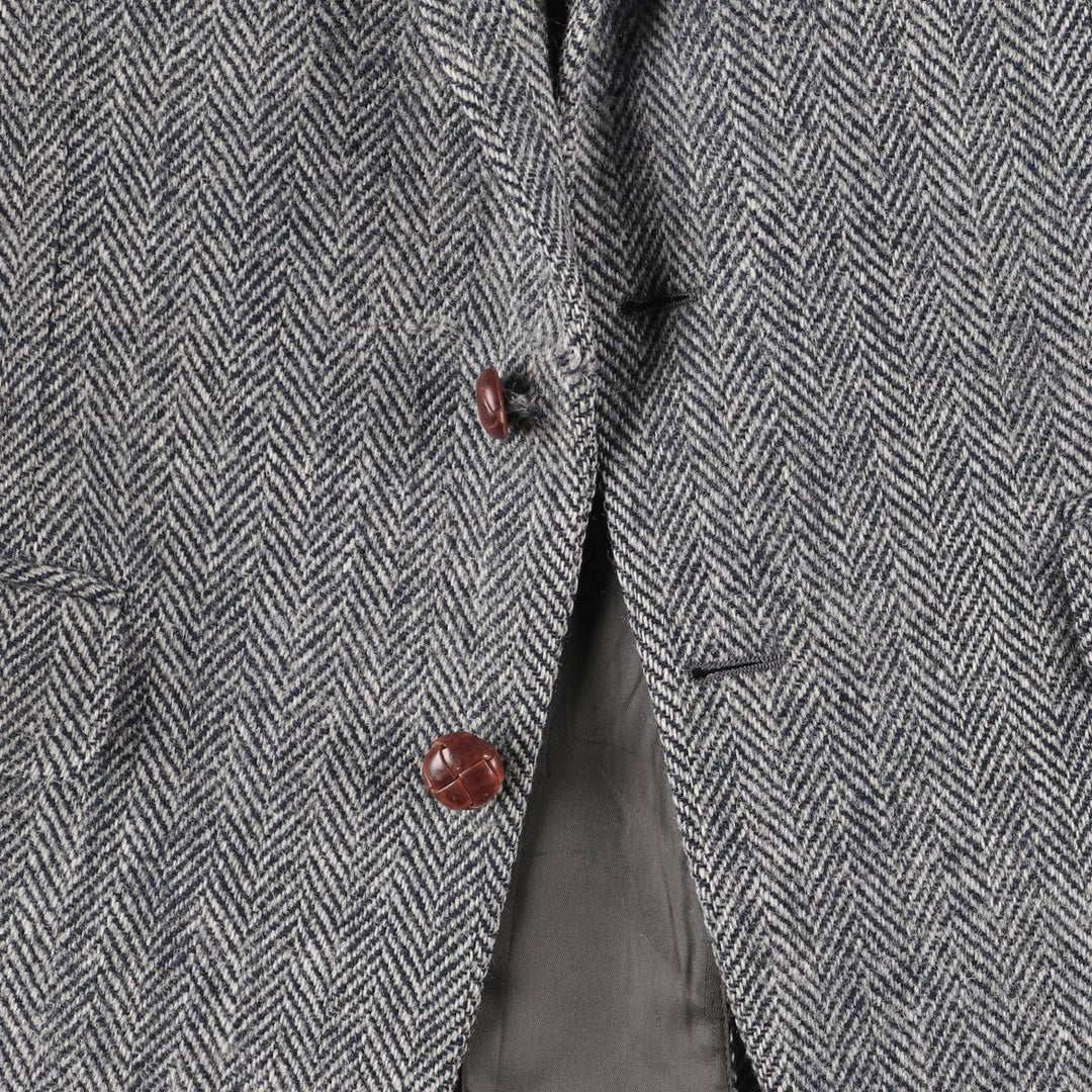 80s-90'S Redwood and Ross Harris Tweed Herringbone Wool Tailored Jacket, Made in USA, Men's Size Medium wool gray type Vintage Second Hand