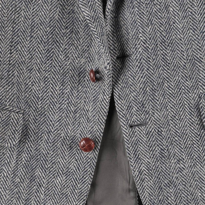 80s-90'S Redwood and Ross Harris Tweed Herringbone Wool Tailored Jacket, Made in USA, Men's Size Medium wool gray type Vintage Second Hand