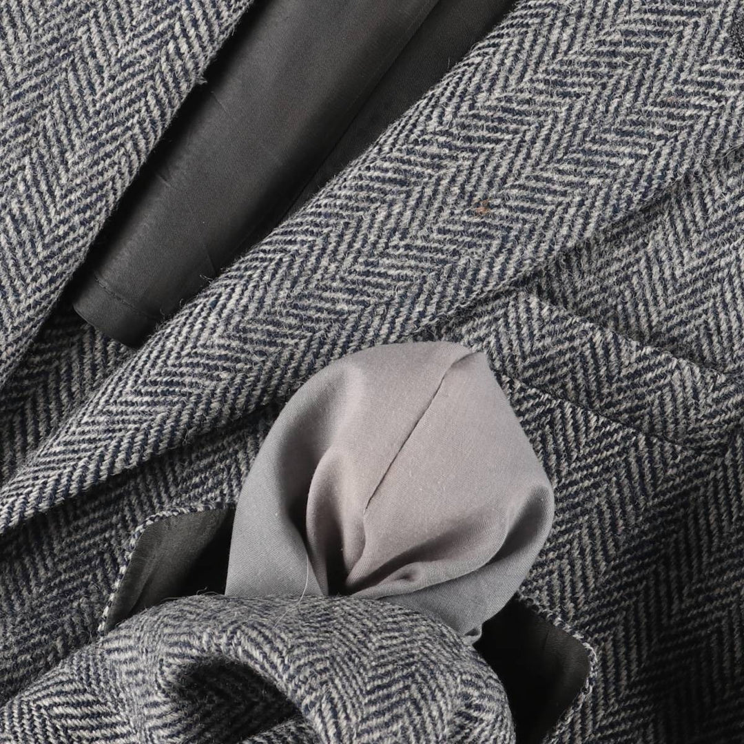 80s-90'S Redwood and Ross Harris Tweed Herringbone Wool Tailored Jacket, Made in USA, Men's Size Medium wool gray type Vintage Second Hand