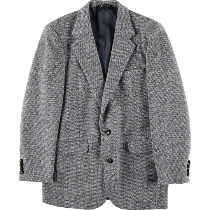 Vintage 80s-90'S Brooke and Deane herringbone wool tailored jacket, made in the USA, size M. wool gray type Vintage Second Hand
