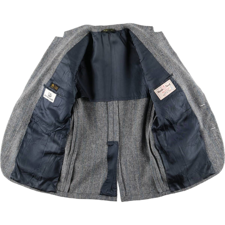 Vintage 80s-90'S Brooke and Deane herringbone wool tailored jacket, made in the USA, size M. wool gray type Vintage Second Hand