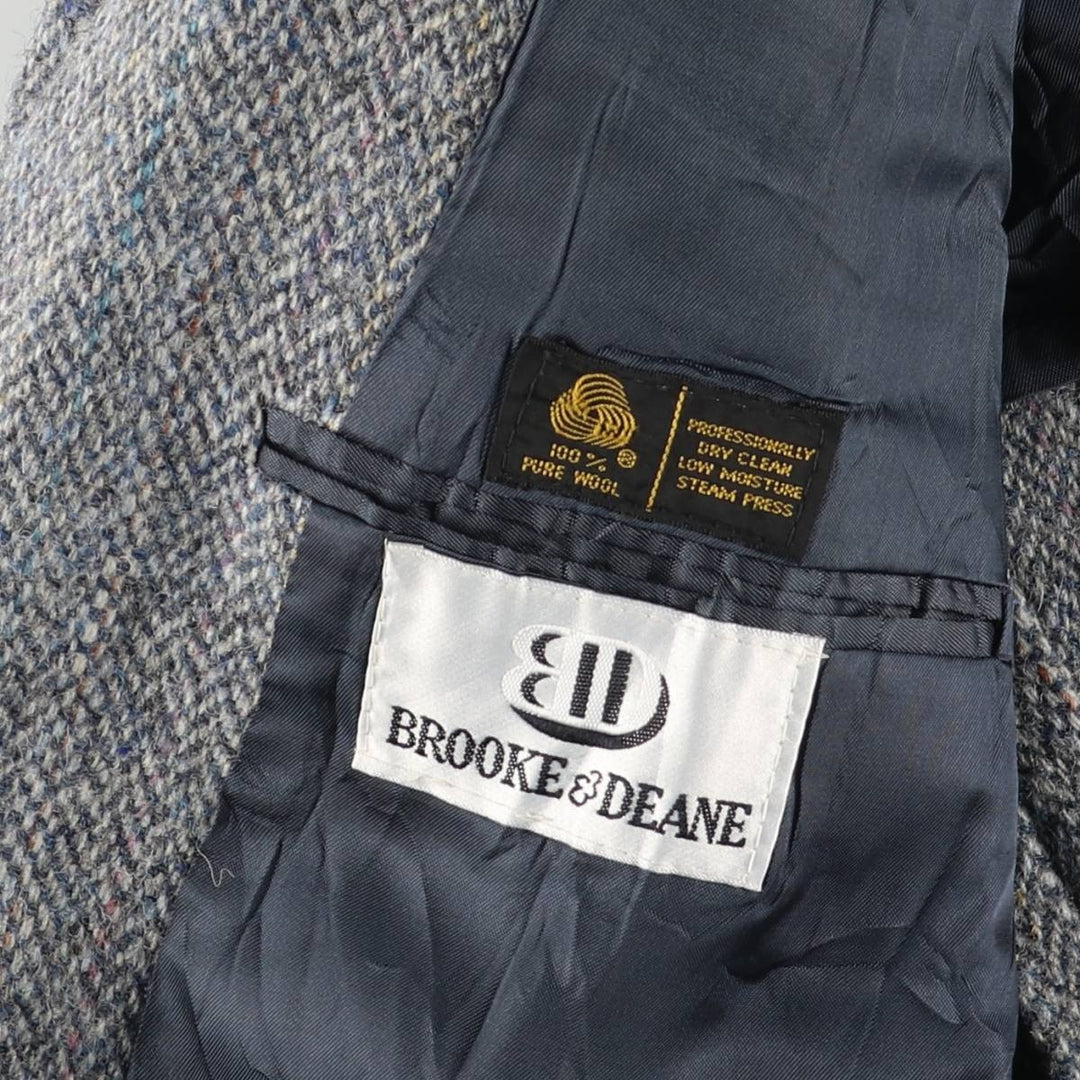 Vintage 80s-90'S Brooke and Deane herringbone wool tailored jacket, made in the USA, size M. wool gray type Vintage Second Hand