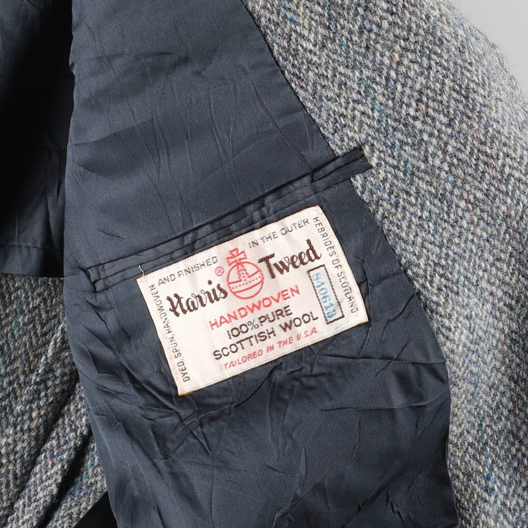 Vintage 80s-90'S Brooke and Deane herringbone wool tailored jacket, made in the USA, size M. wool gray type Vintage Second Hand