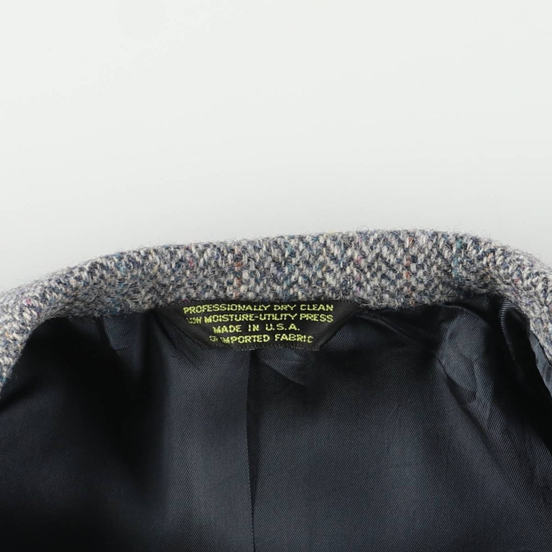 Vintage 80s-90'S Brooke and Deane herringbone wool tailored jacket, made in the USA, size M. wool gray type Vintage Second Hand